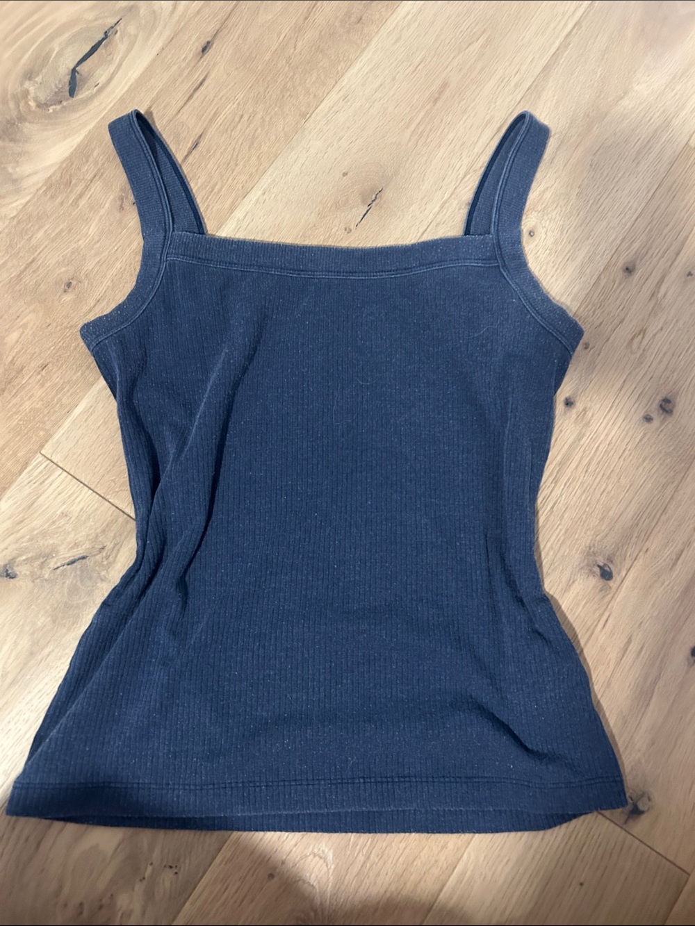 American Eagle Classic Navy Ribbed Tank Top - Women